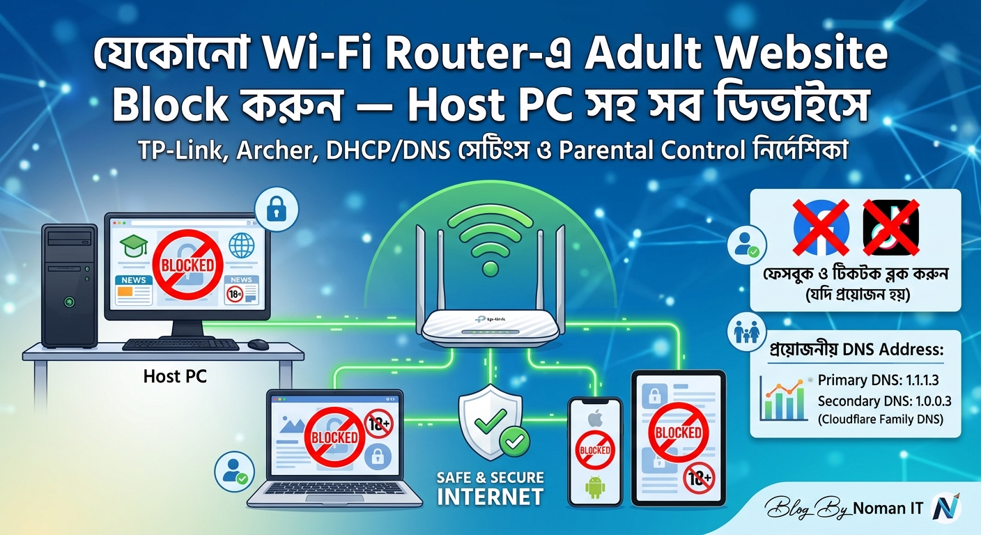 যেকোনো Wi-Fi Router-এ Adult Website Block করুন — Host PC সহ সব ডিভাইসে